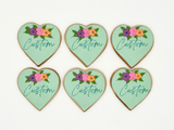 Custom Floral Heart Cookies Set