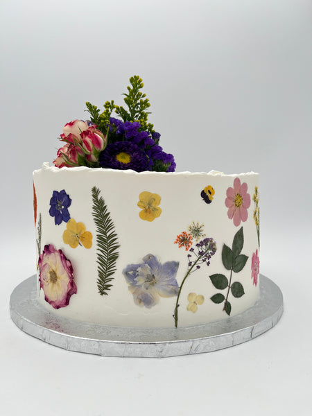 Pressed Flower Buttercream Cake