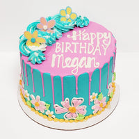 Bright Flower Buttercream Cake