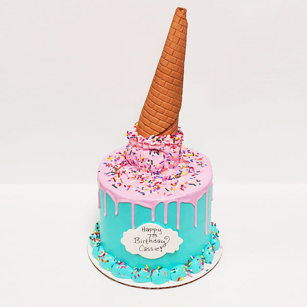 Ice Cream Cone Drip Buttercream Cake
